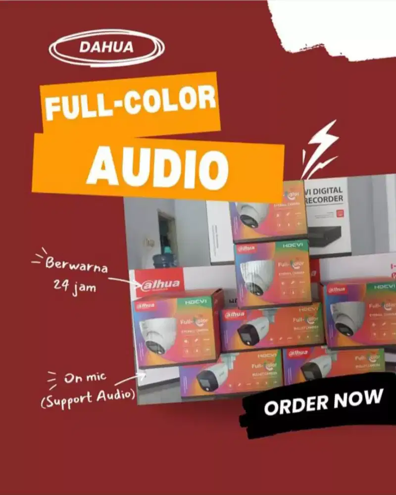 Paket cctv dahua 8 ch 4 kamera full color audio 5mp