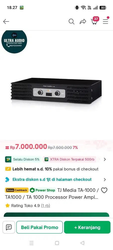 Power 1000watt TJ MEDIA TA-1000