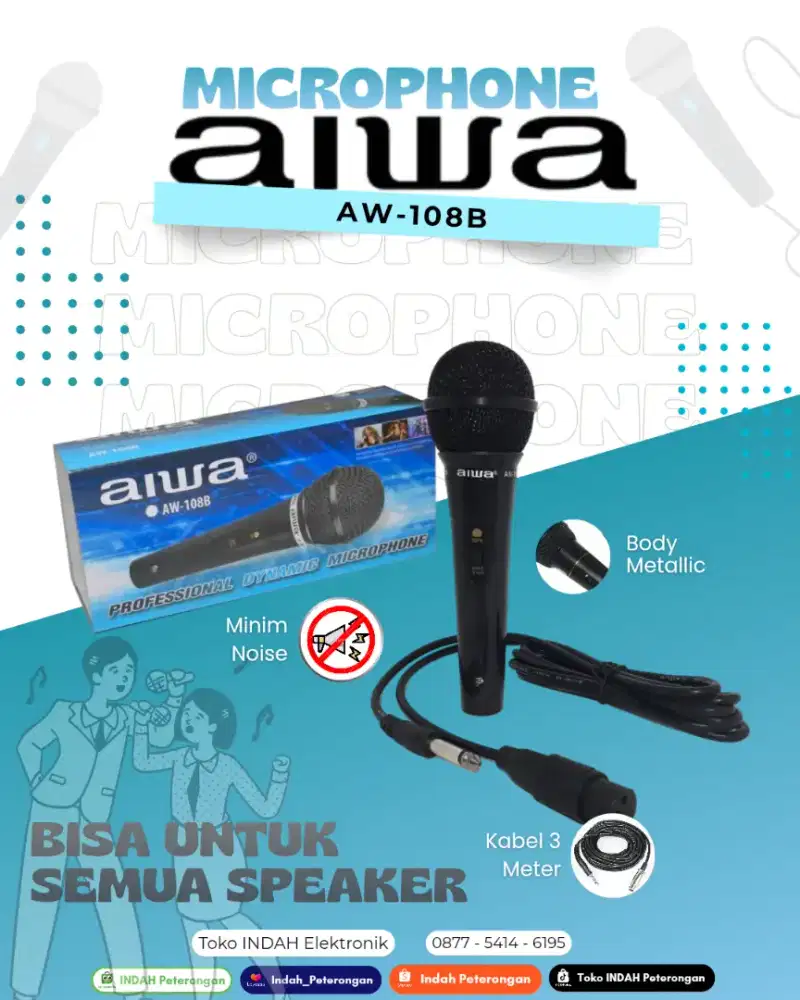Microphone Cable AIWA 108B (Ada Saklar On-Off)