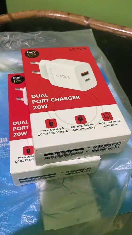 jual pala casan loops 20w dual port charger ori