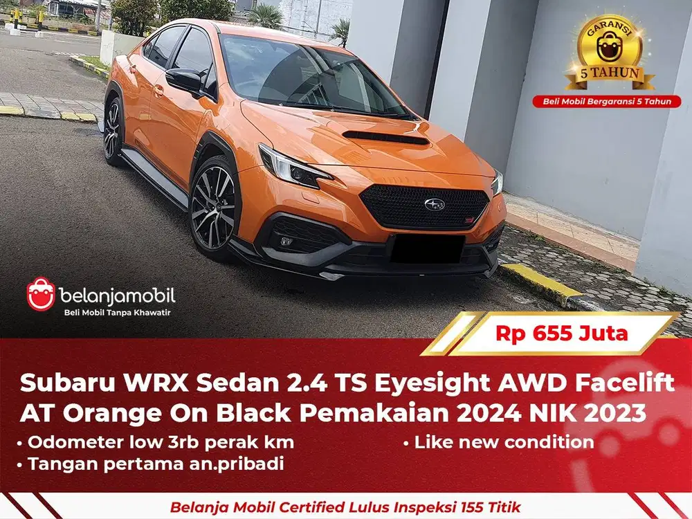 [ LOW KM 3RB ] Subaru WRX Sedan 2.4 TS Eyesight AWD 2023/2024