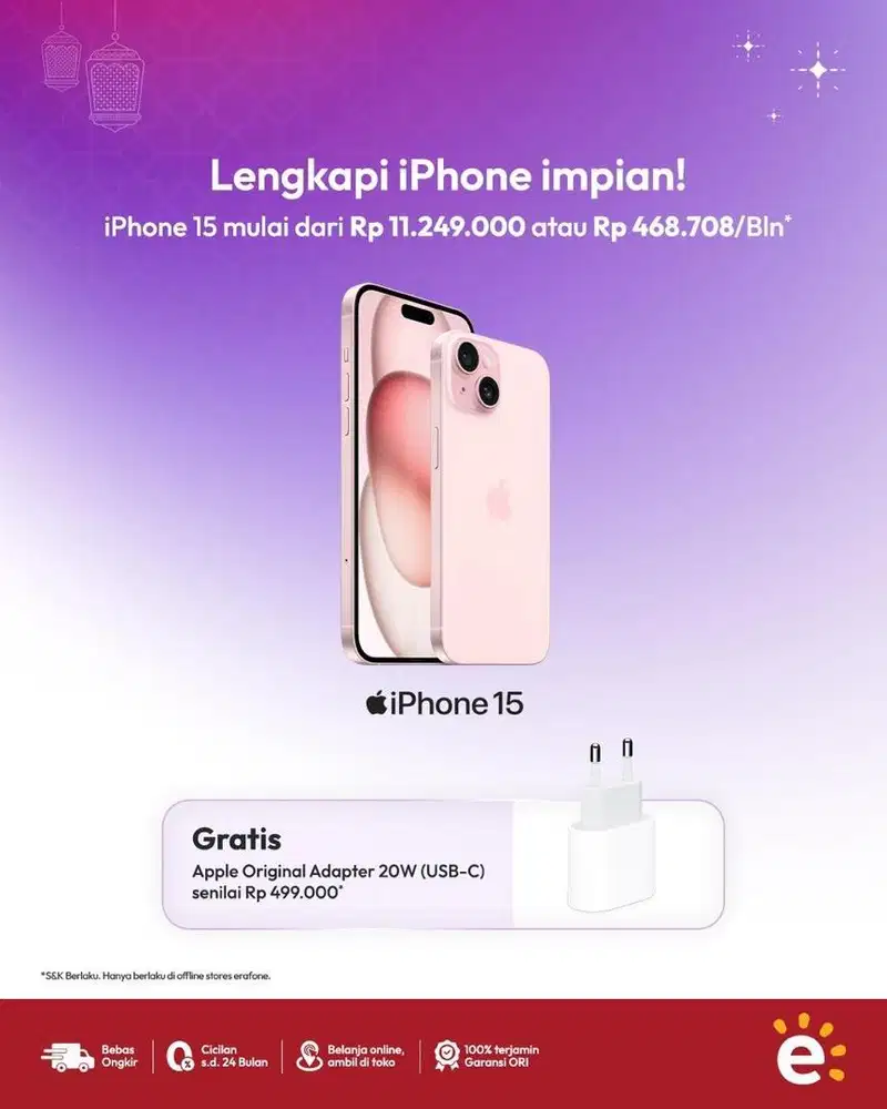 IPHONE 15 CASBACK FREE ADP ORI APPLE PROMO TERBATAS
