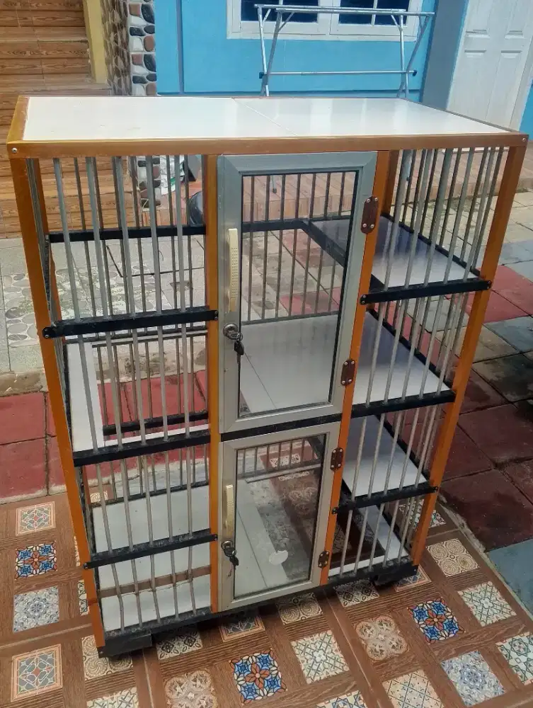 Kandang kucing tingkat empat.bisa buat 2 literbox