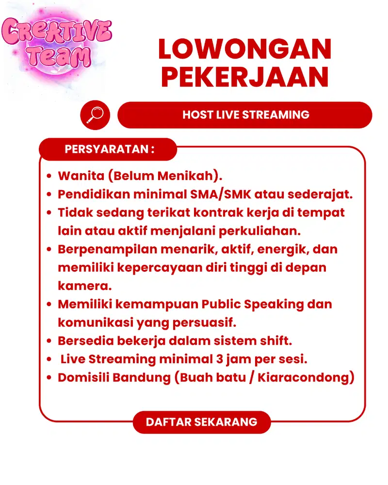 DICARI HOST LIVE STREAMING FULL TIME