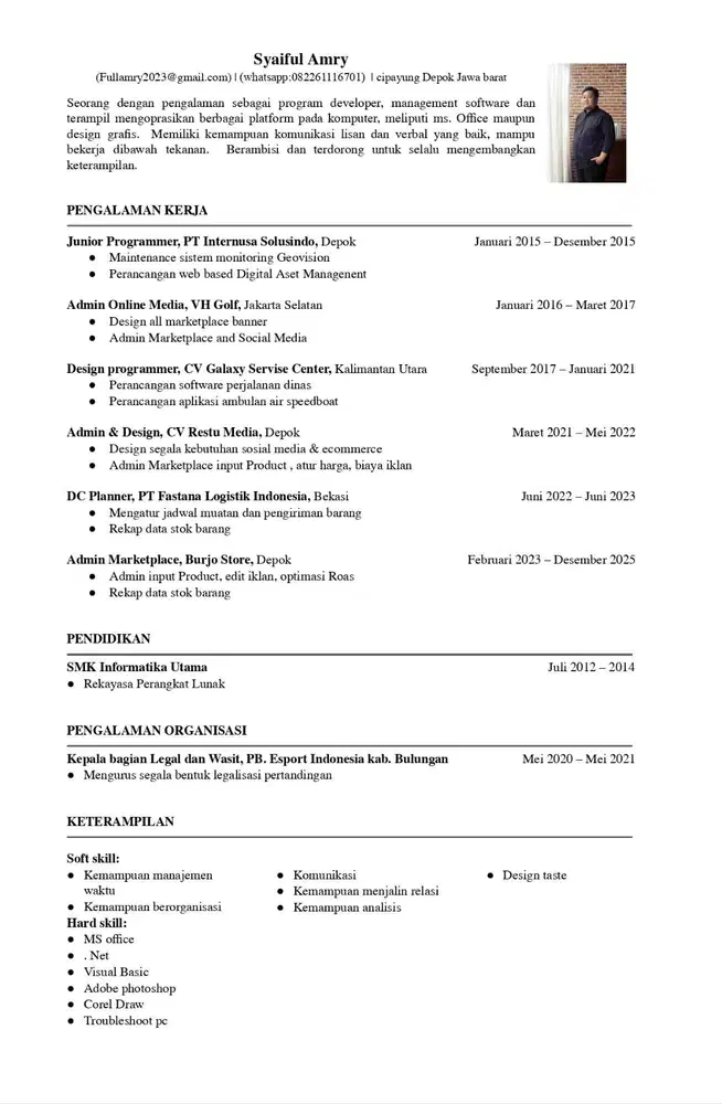 Mencari kerja admin Marketplace & Design Graphic