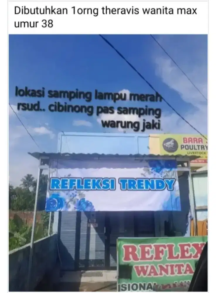 Dibutuhkan 1 theravis wanita max 40th