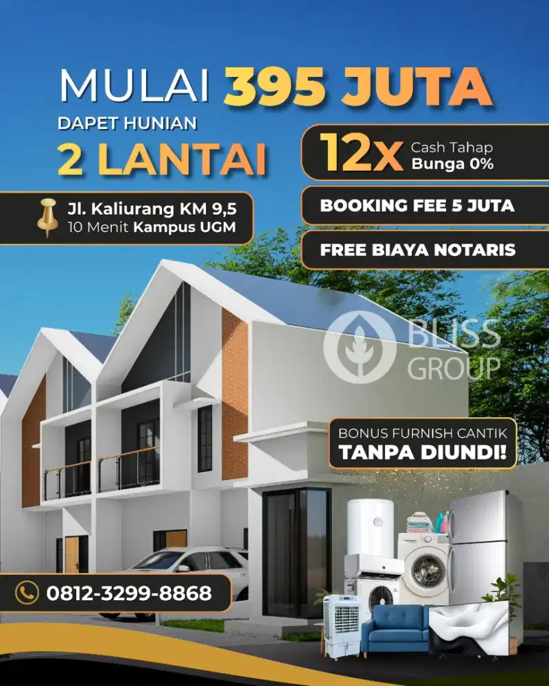 395 Juta!! Rumah 2 Lantai dekat Kampus UGM dan UII