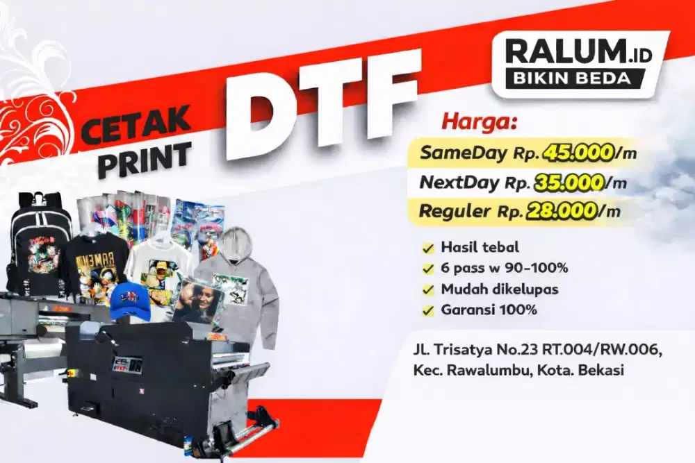 Cetak DTF Custom Satuan Partai Besar Harga Terbaik
