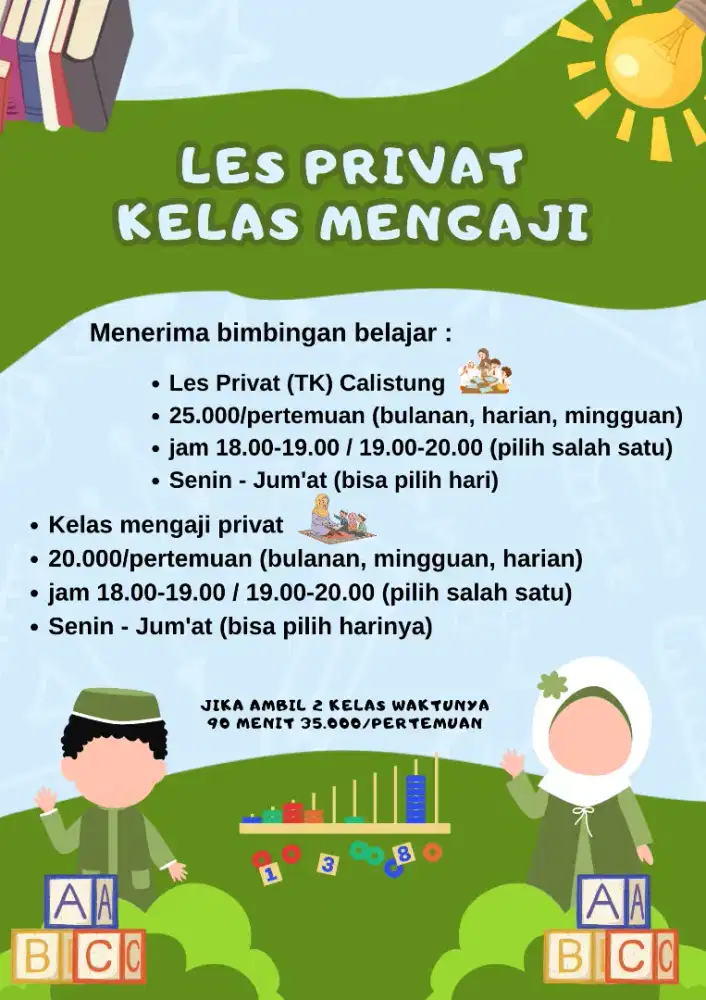 Les Privat TK dan Kelas mengaji