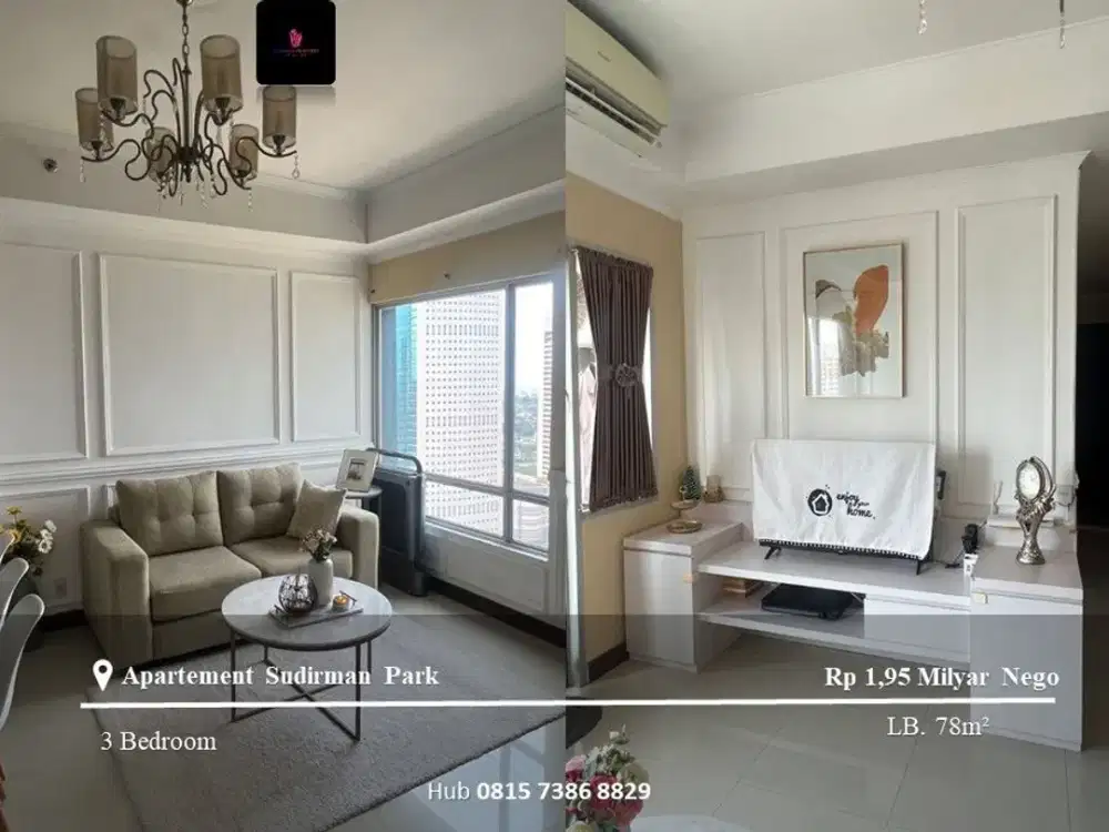 Dijual Apartement Sudirman Park High Floor 3BR Furnished