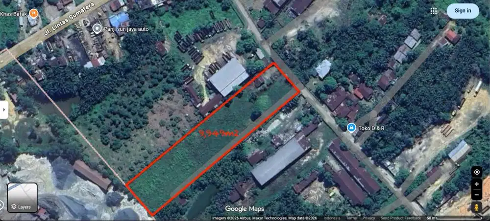 Dijual Lahan/Tanah SHM Seluas 9,949m2 Di Jalan Siak 2, Palas, Rumbai