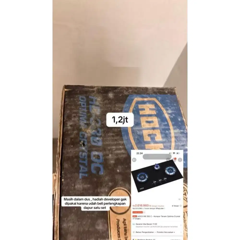 HOCK HB~330~OC Kompor Tanam 3 Tungku OPTiMA CRYSTAL