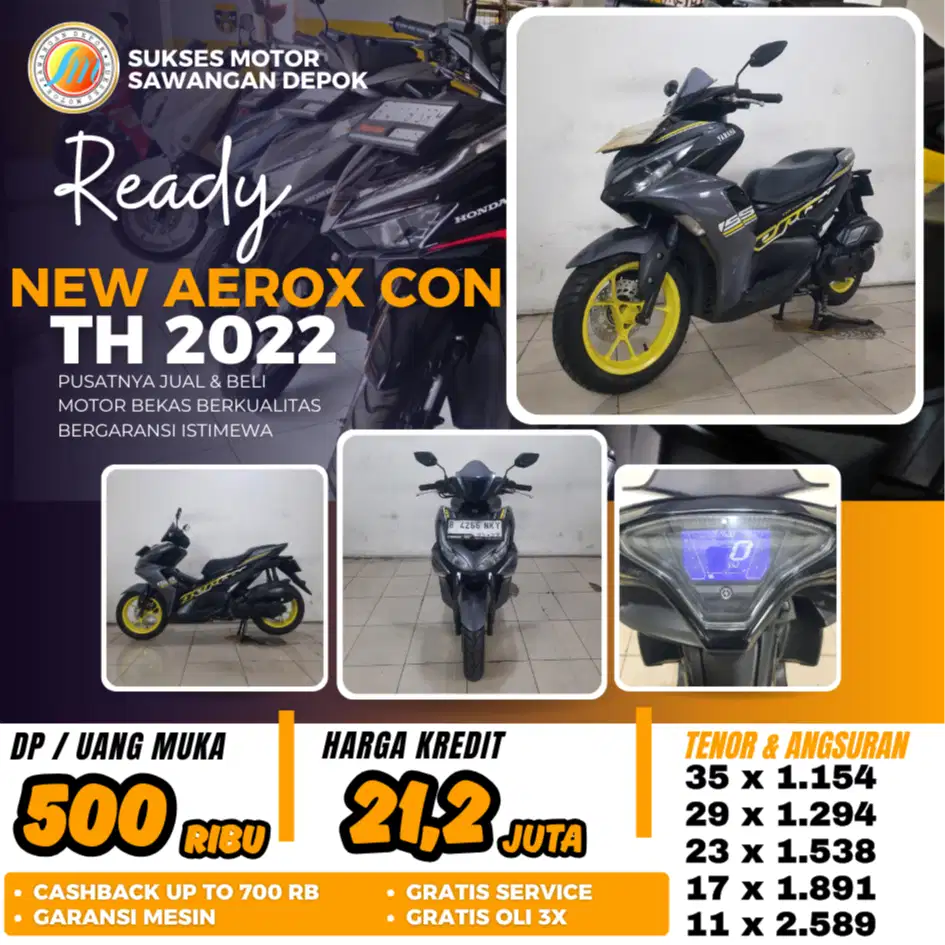UNIT MULUS YAMAHA AEROX NEW CON TH 2022 BISA CASH KREDIT DP 500 RIBU