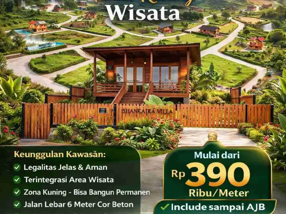 Tanah Vila di Kawasan Wisata Bisa Bangun Vila Suka-suka