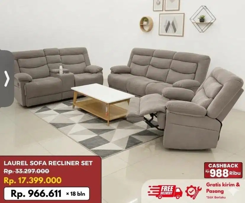 Laurel sofa recliner