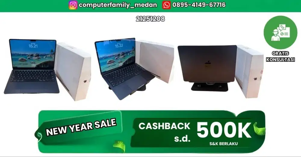 MACBOOK APPLE 13'6 CHIP M2 256/16GB 2022 GARANSI IBOX-FULLSET