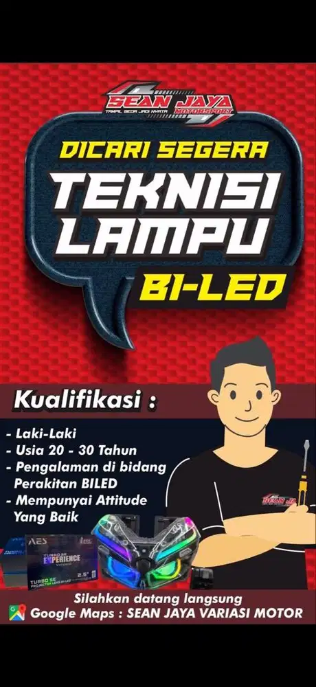 Lowongan Kerja untuk Teknisi Lampu Biled