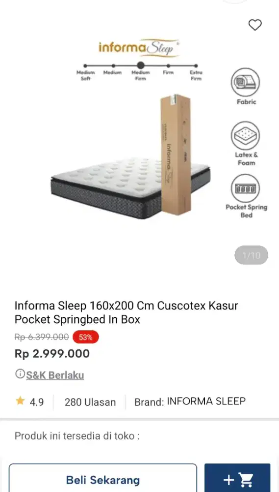 DIJUAL KASUR SECOND PEMAKAIAN 7 BULAN BRAND INFORMA