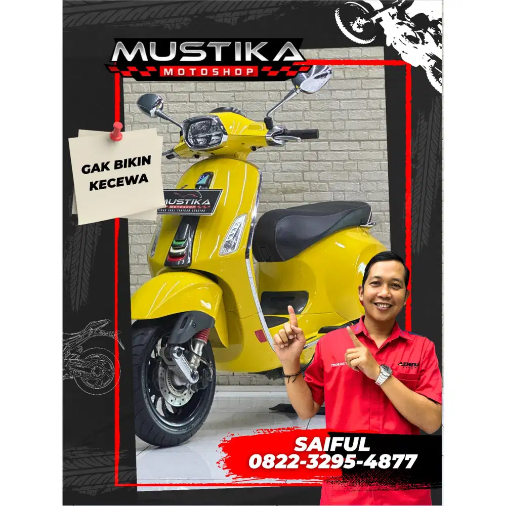 Perfect Condition!!Vespa Sprint S 150cc ABS 2022 Yellow Mulus-Mustika