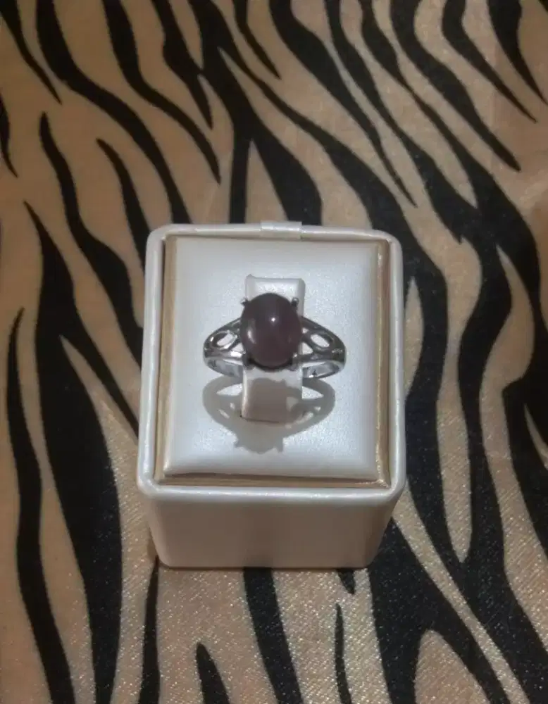 Cincin silver batu ungu wanita size 7