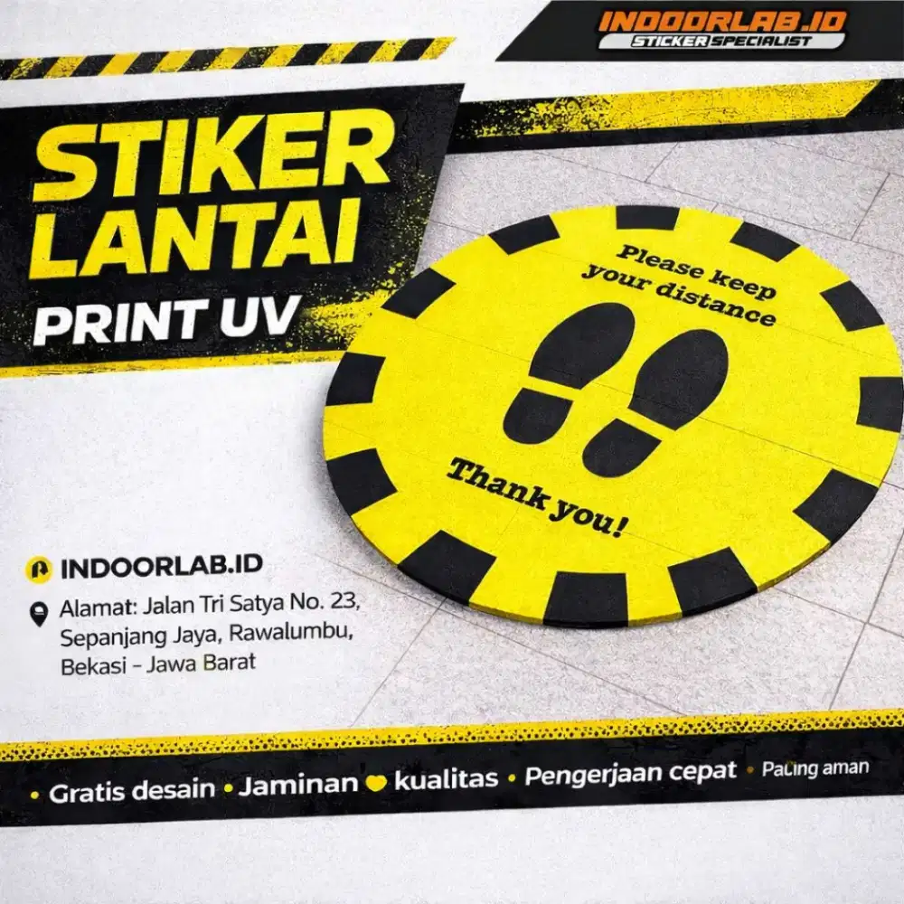 Cetak Stiker Lantai Print UV Custom – Tahan Lama & Anti Licin