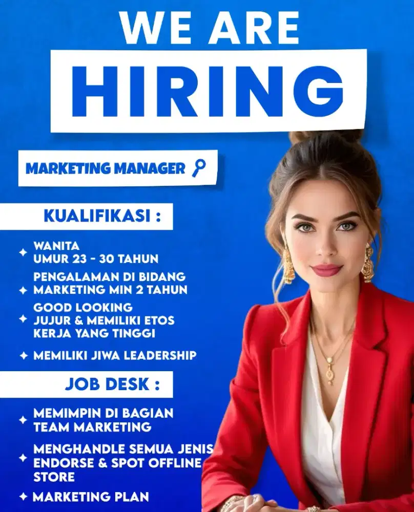 DICARI MANAGER MARKETING SAYA TUNGGU CV NYA