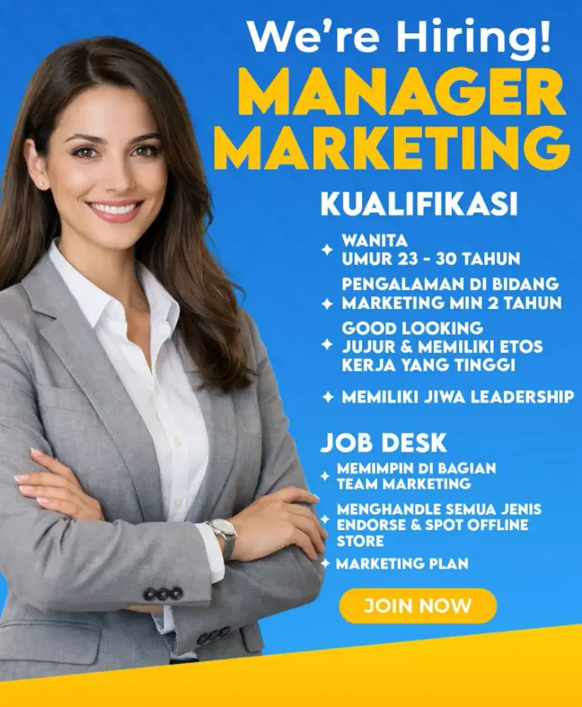 DICARI MANAGER MARKETING KIRIM LANGSUNG CV ANDA