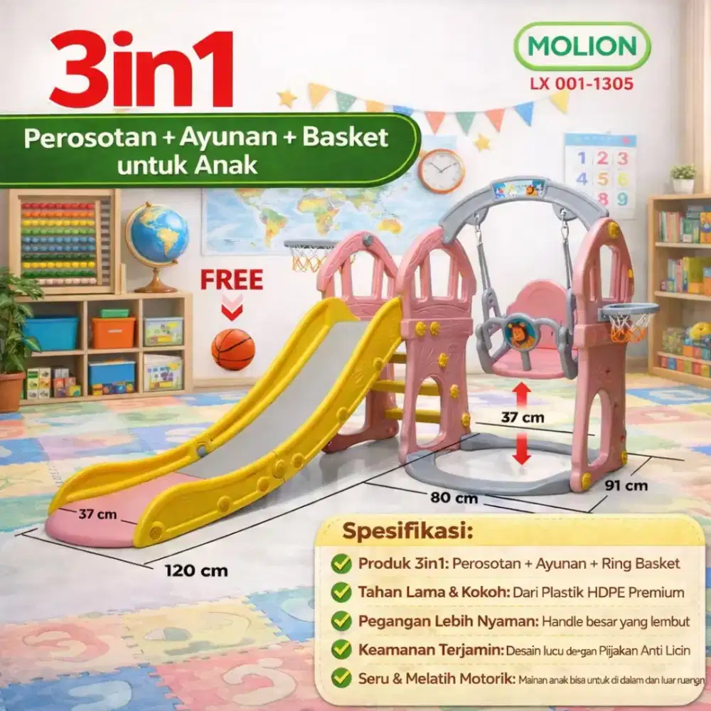 Promo Perosotan Set ayunan sudah free bola,psang ditmpt wrna hnya pink
