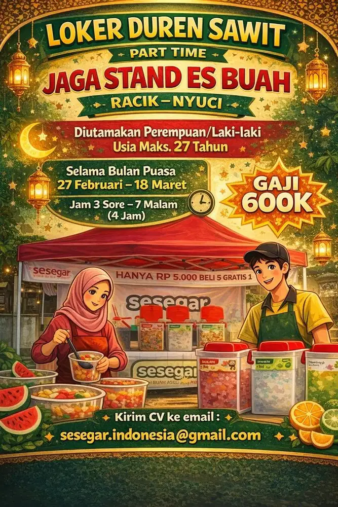Loker Lowongan kerja Jaga Stand Es Buah