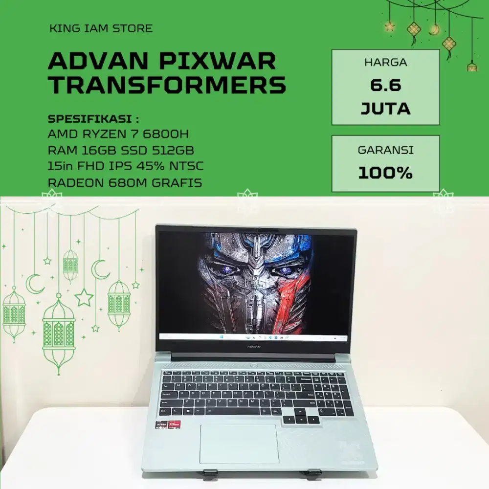 Advan Pixwar Transformers AMD Ryzen 7 6800H RAM 16GB SSD 512GB 144Hz