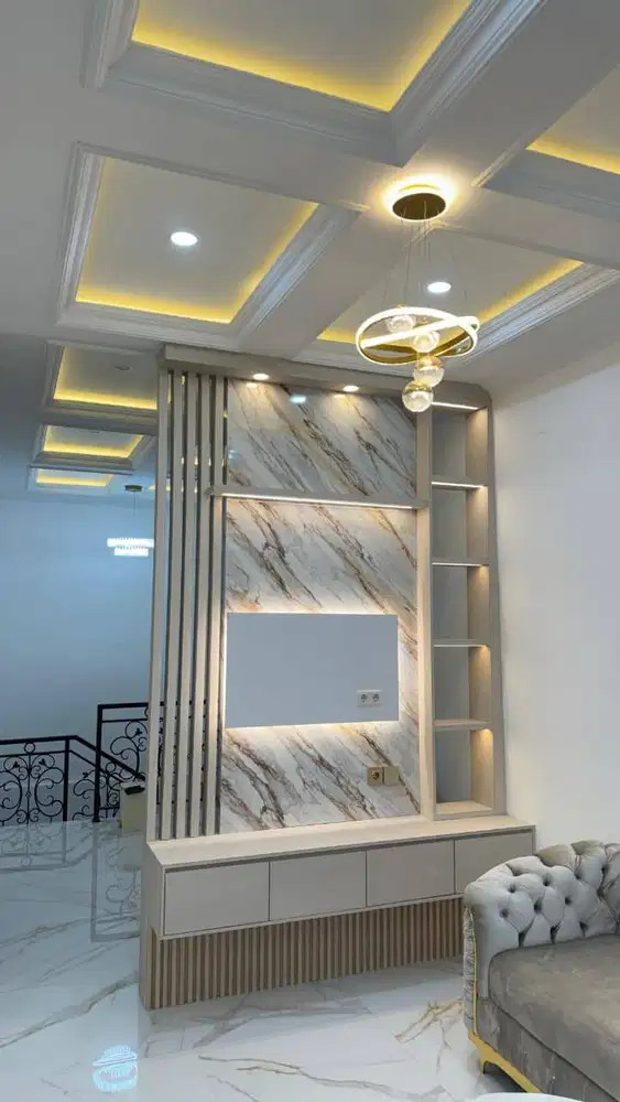 BACKDROP TV DAN PARTISI RUANGAN/PARTISI RUANG TAMU/SEKAT RUANG TAMU