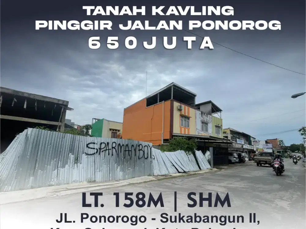 Tanah Kavling Pinggir Jalan Ponorogo | LT 158 m² | SHM | 650 Juta