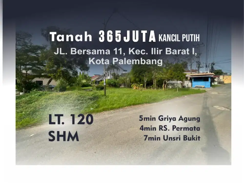 Tanah Kavling Kancil Putih | Jl. Bersama 11 | LT 120 m² | SHM | 365 Juta
