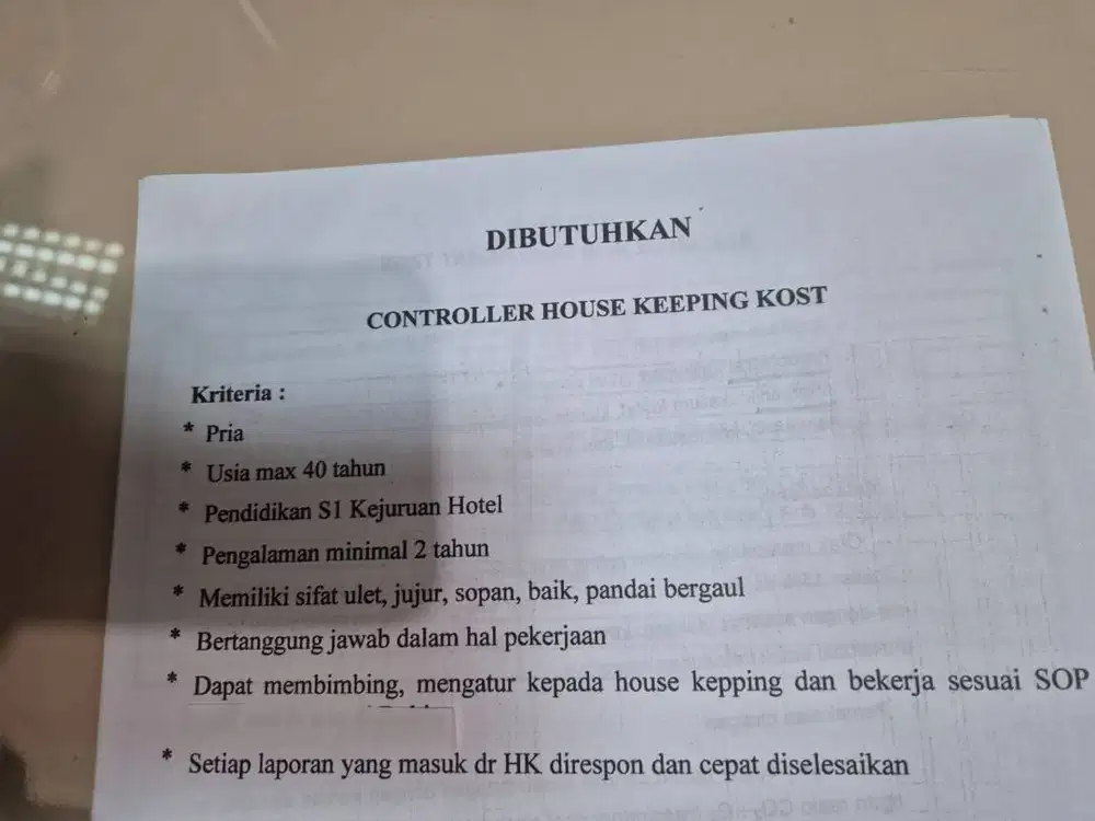 Controller Housekeeping Kost