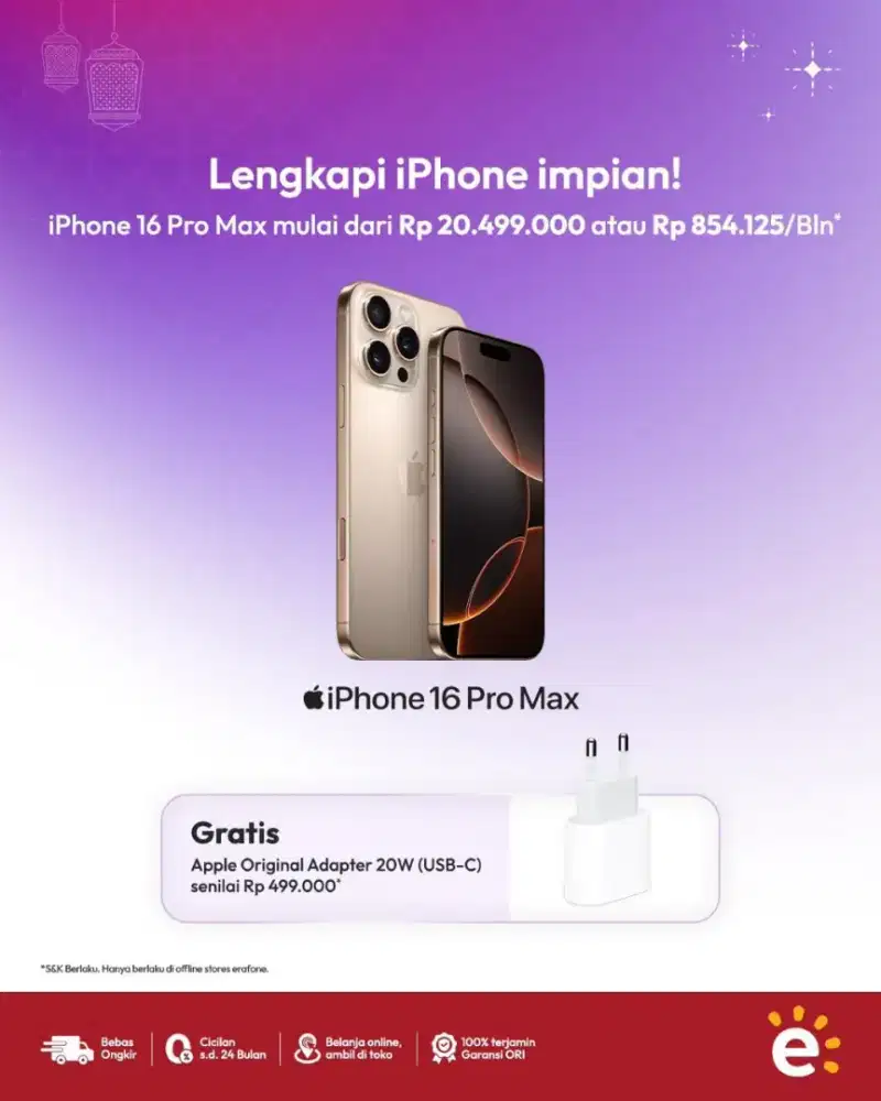 IPHONE 16 PROMAX FREE ADAPTER APPLE DAN VOUCHER POTONGAN 1JT | ERA MBK