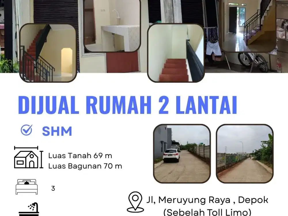 Rumah 2 Lantai Dekat Kampus UPNVJ Limo & Samsat Cinere, Depok