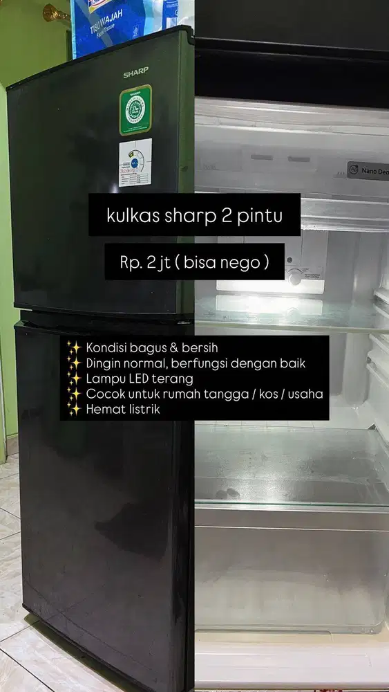 Kulkas SHARP 2 Pintu  Low Watt