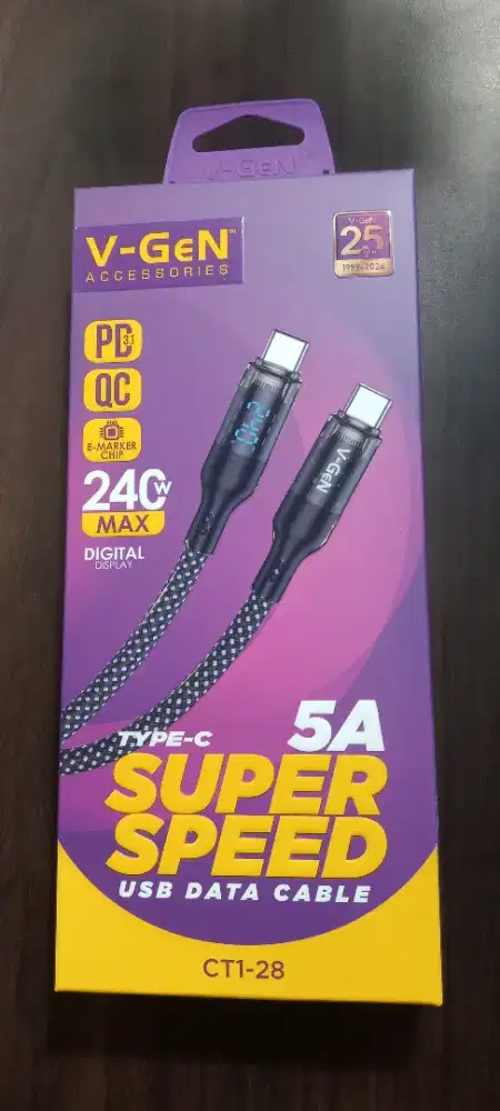 Kabel Data V-GeN CT1-28 Type C to Type C Super Fast Charging 240W 5A Q