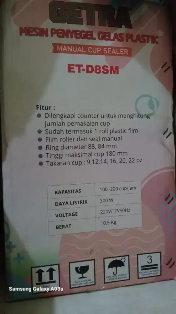 DU JUAL MESIN PENYEGEL GELAS PLASTIK ( PRESAN )