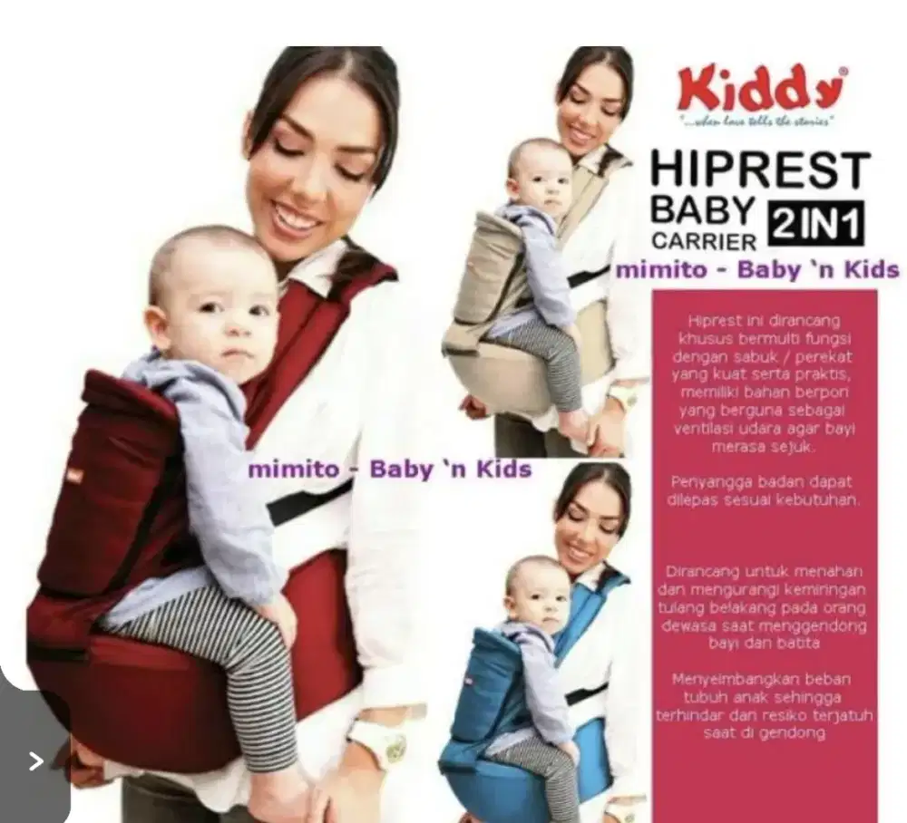 Preloved hiprest kiddy gendongan bayi 2in1