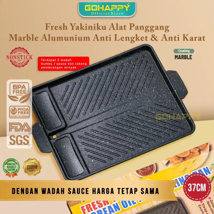 BBQ Grill Pan Fresh Yakiniku 2158 2 Wadah Saus Anti Lengket