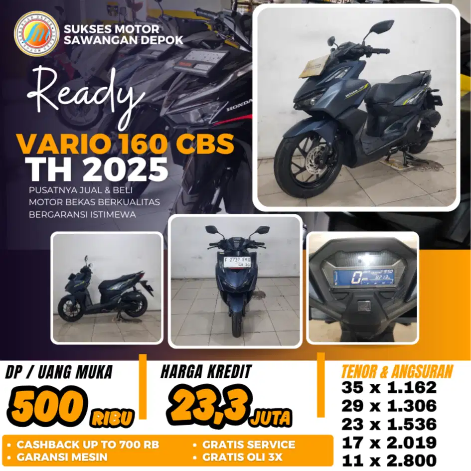 HONDA VARIO 160 CBS TH 2025 UNIT MULUS BISA CASH KREDIT BERGARANSI