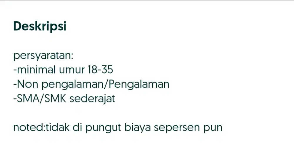 Di cari secepatnya! (Menerima magang/PKL)