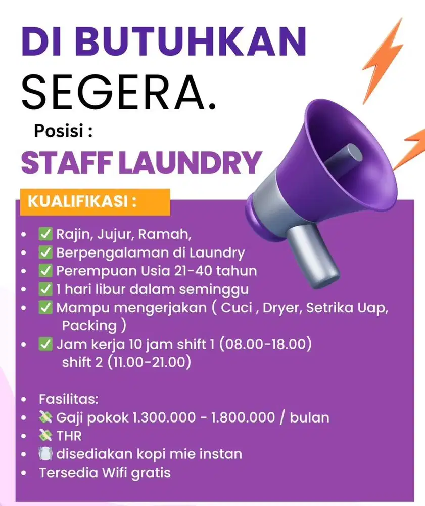LOWONGAN KERJA DI LAUNDRY