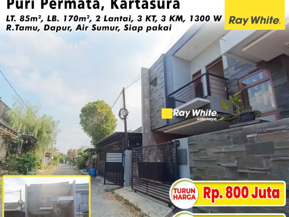 Dijual Rumah Modern 2 Lantai Siap Pakai di Puri Permata Kartasura