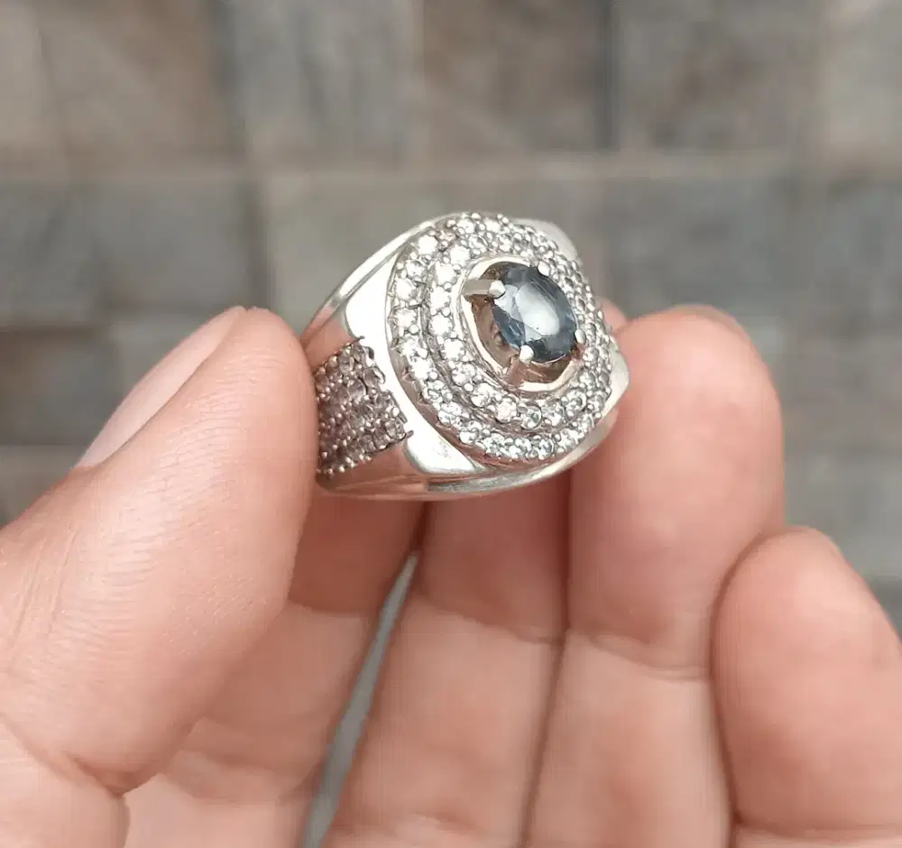 Cincin Natural Batu Blue Saphire Srilanka (Ceylon)