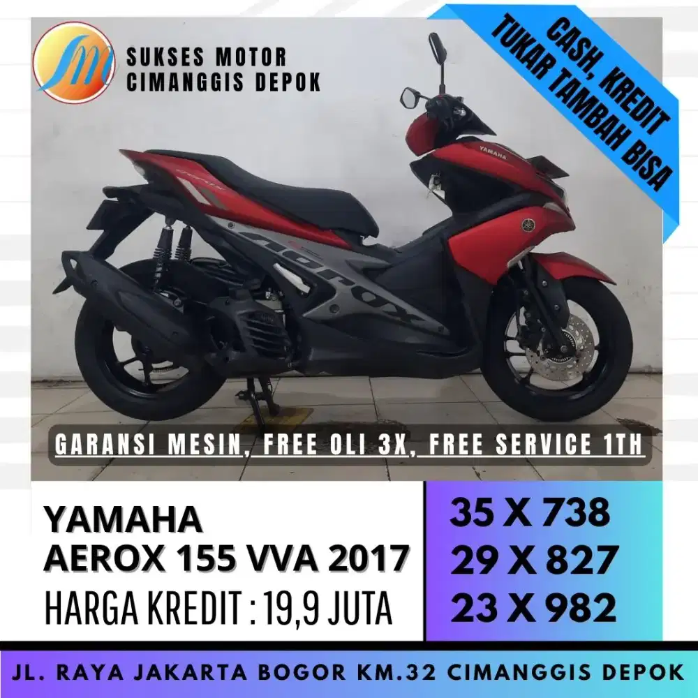 DP 500 YAMAHA AEROX 155 VVA 2017 CICILAN TERMURAH SYARAT KTP KK