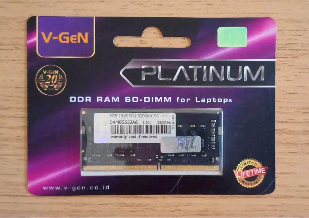 V-Gen Ram Laptop 8GB DDR4 3200 sodimm Vgen Platinum