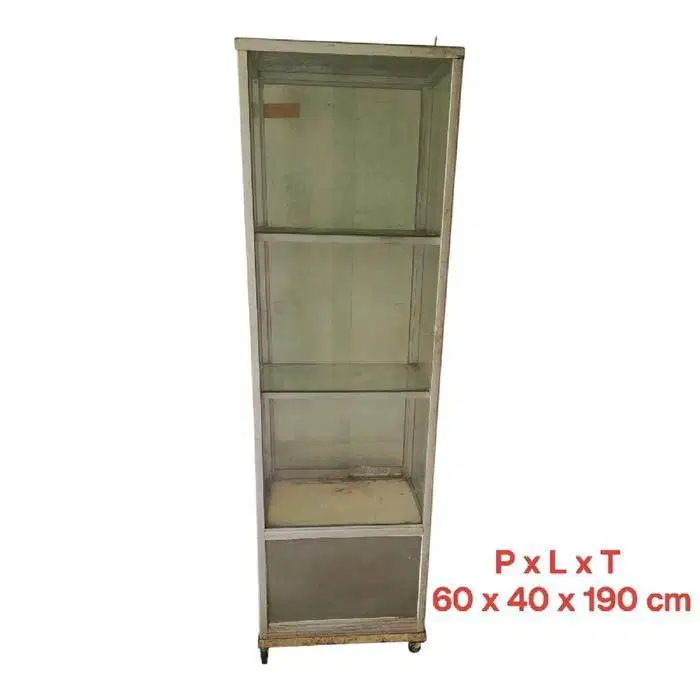 Etalase Kaca Aluminium Bekas rak display usaha ukuran 60 x 40 x 190