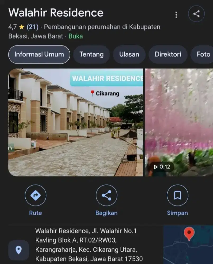 Jual Rumah Walahir Recidence